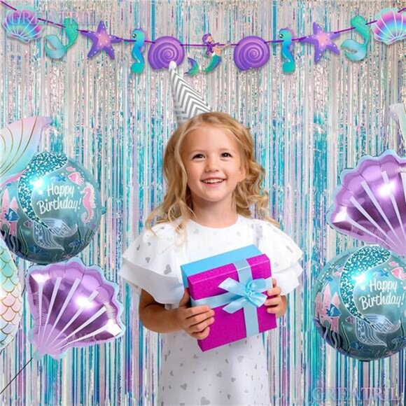 Iridescent Foil Party Streamers Backdrop 2 Pack Holographic Fringe Curtain Decor - Picture 5 of 7